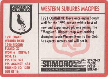 1991 Stimorol NRL #120 Crest - Magpies Back